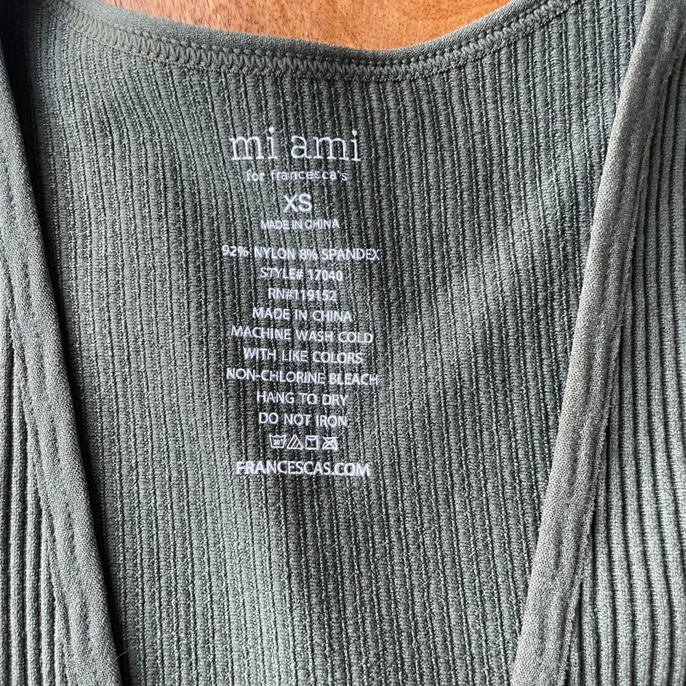 Francesca’s miami Olive Ribbed V-Neck Tank - Picture 3 of 4